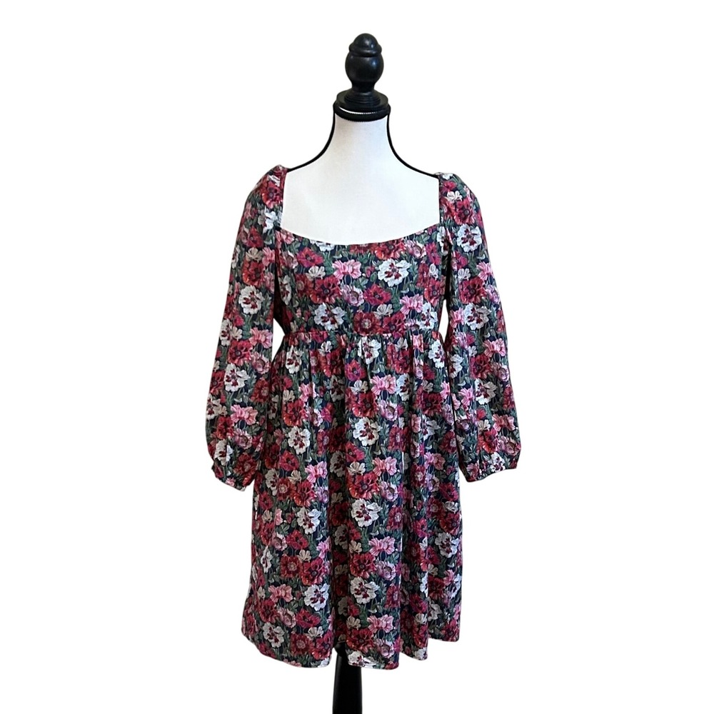 J. Crew Liberty Fabric Floral Square Neck Puff Sleeve Smocked Dress Size 12